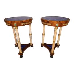 Early 20th Century French Empire Style Lapis Lazuli Side Tables