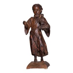17th Century French Wooden Saint Figure