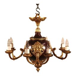 Circa 1910 French Empire Style Bronze 8 Light Chandelier