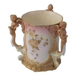 Circa 1900's English Victorian Style Porcelain Royal Doulton Loving Cup