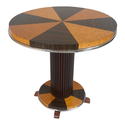 Circa 1935 Art Deco Macassar and Tiger Maple Side Table