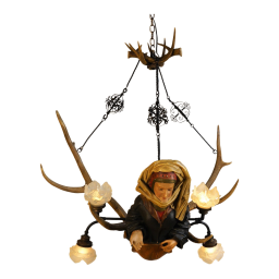 Mid 19th Century Black Forest Lusterweibchen Style Chandelier