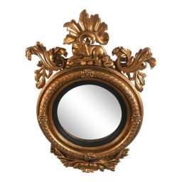 Circa 1790 Georgian Hand-Carved Wooden Convex Bullseye Mirror