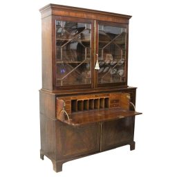 19th Century English Mahogany Secretaire / Bookcase