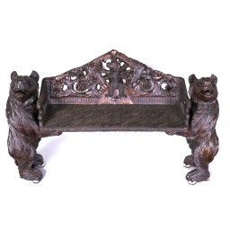 Circa 1900 Miniature Model of A Black Forest Bear Bench