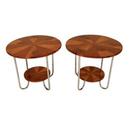 Pair of Art Deco Curly and Tiger Maple Side Tables