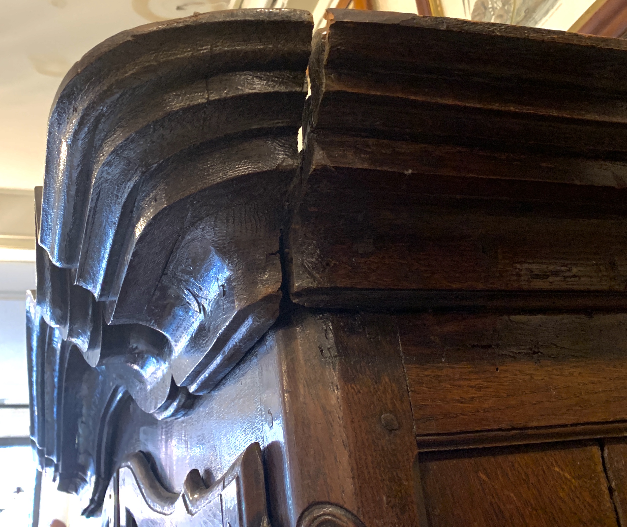 Circa 1760 French Provincial Oak Dresser Cabinet With Glass Doors and Shelving - Image 12