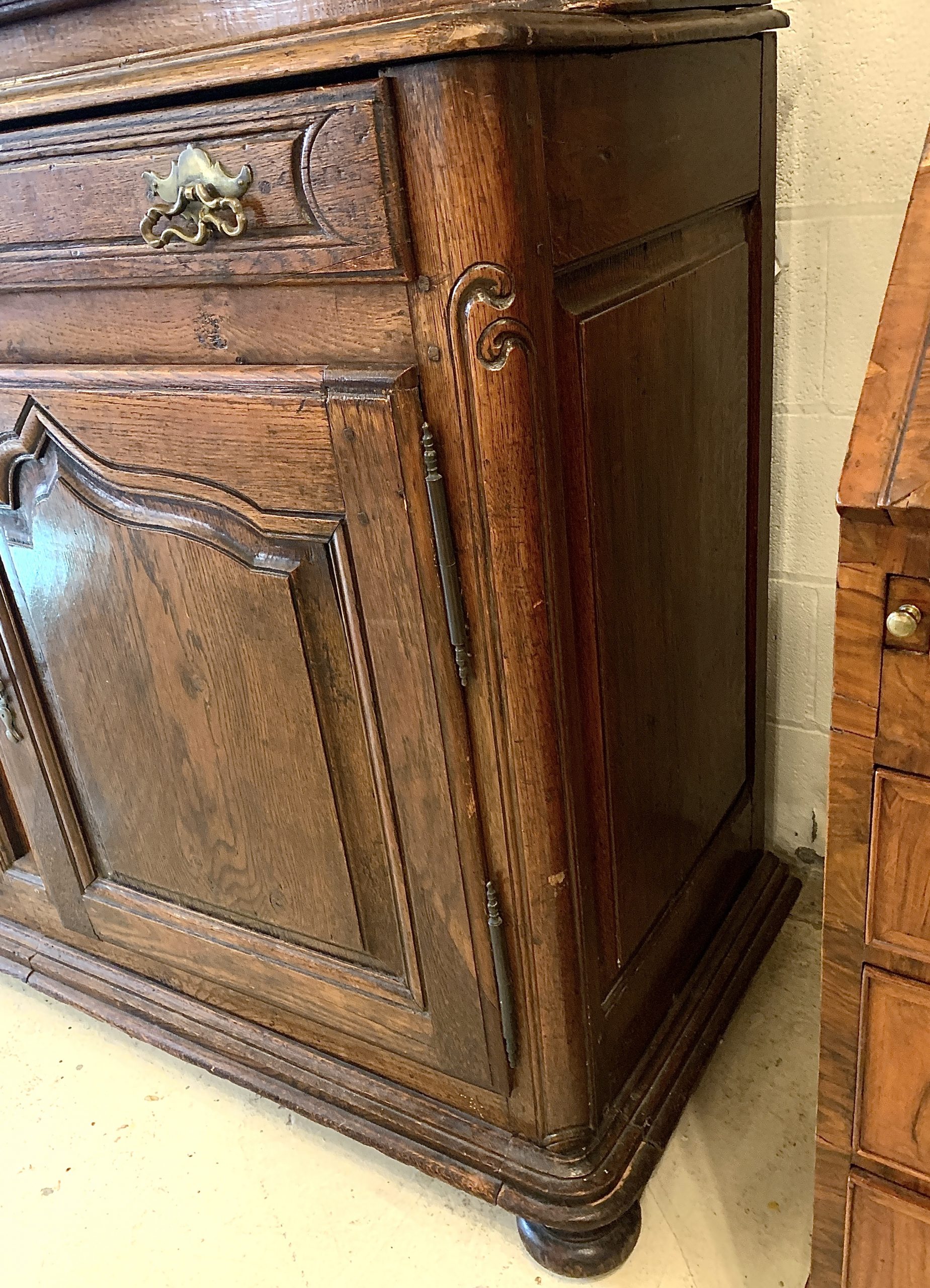 Circa 1760 French Provincial Oak Dresser Cabinet With Glass Doors and Shelving - Image 4