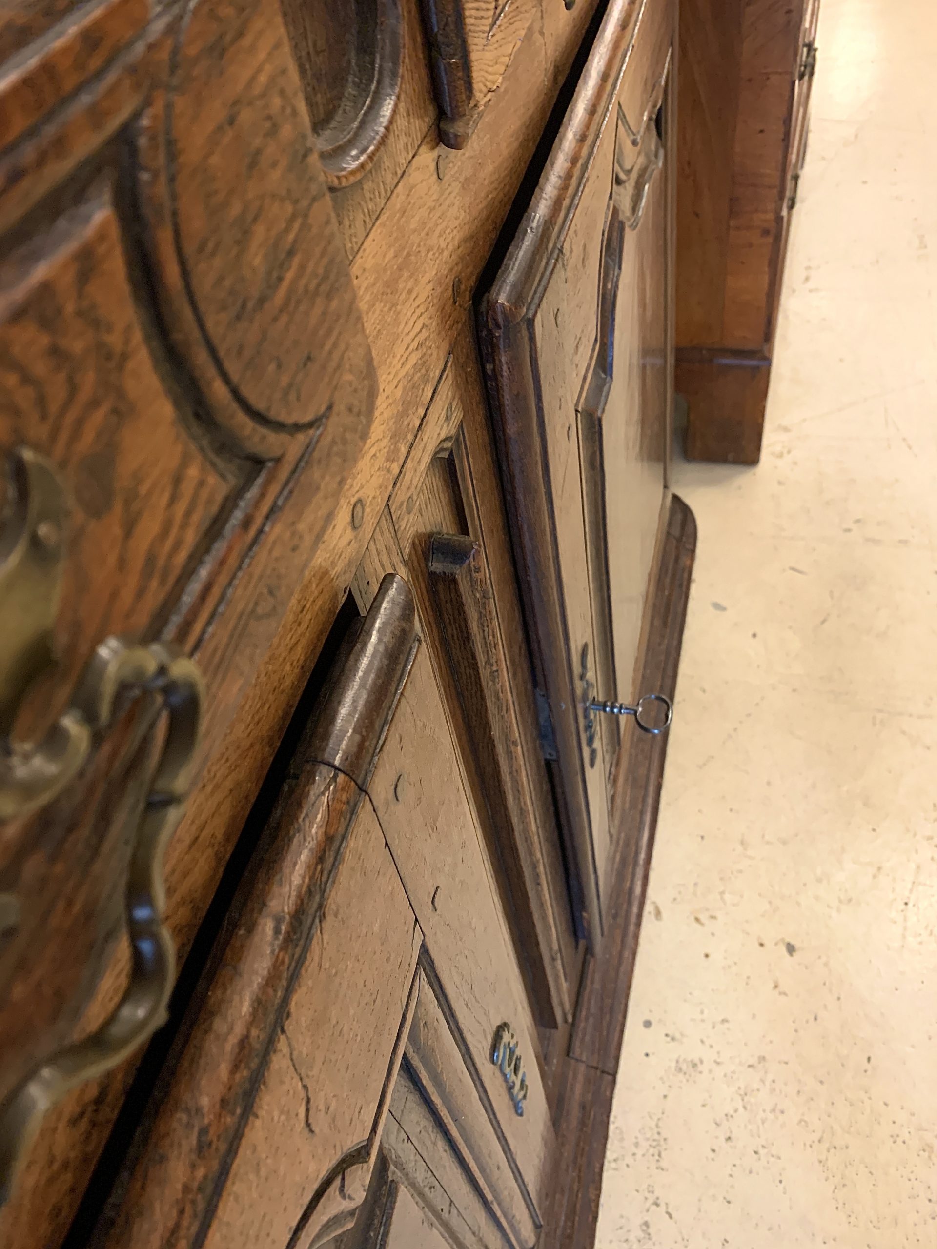 Circa 1760 French Provincial Oak Dresser Cabinet With Glass Doors and Shelving - Image 7