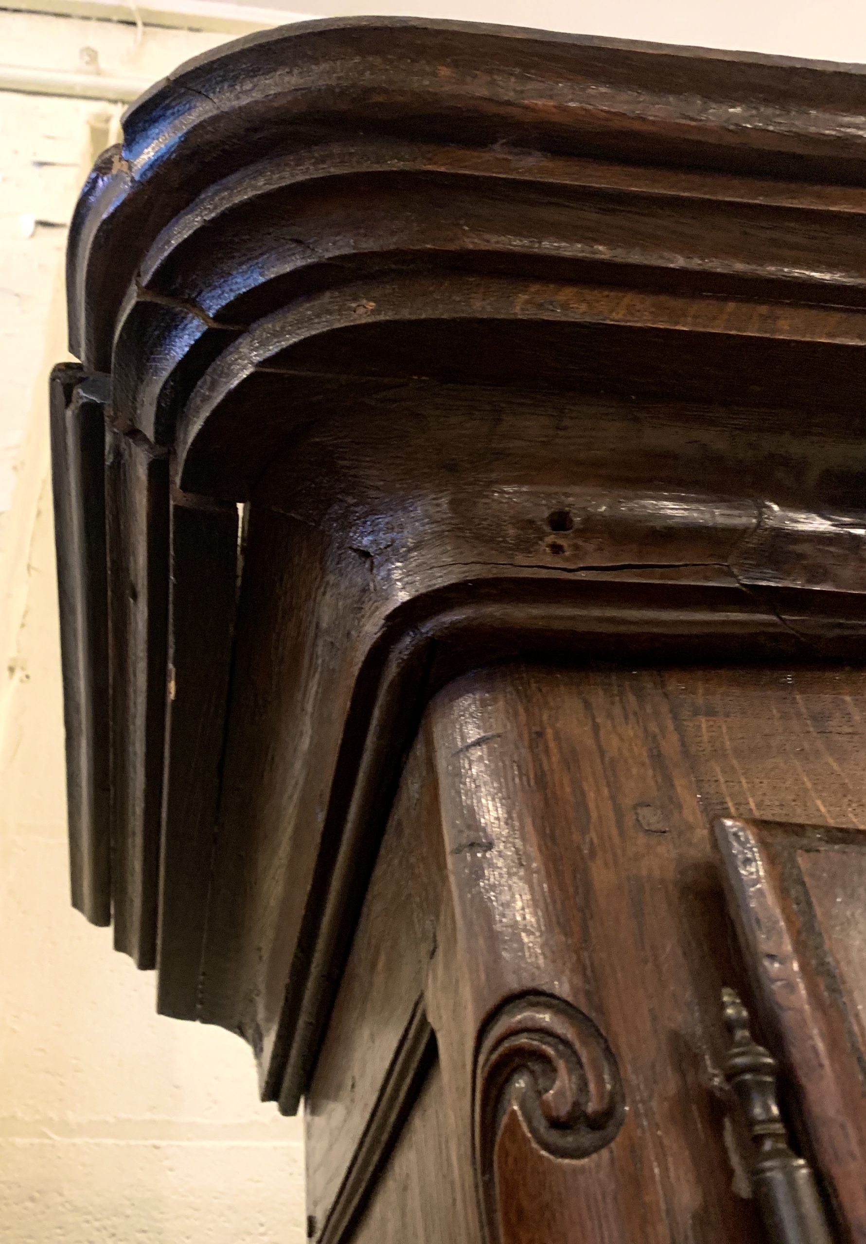 Circa 1760 French Provincial Oak Dresser Cabinet With Glass Doors and Shelving - Image 8