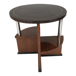Circa 1930 French Mahogany and Macassar Side Table in the Manner of Ruhlmann