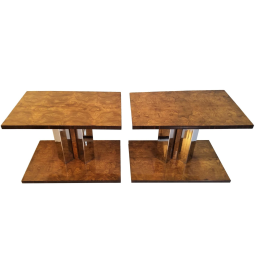 Pair of Art Deco Burl Elm End Tables
