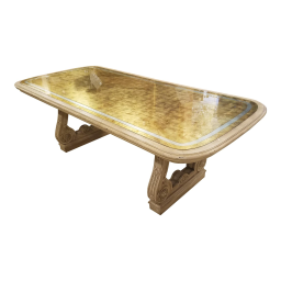 Vintage Maison Jansen Louis XVI Style Dining Table with Verre Églomisé Gold & Silver Leaf Glass Top