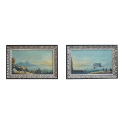 Pair of Circa 19th Century Italian Harbor Scenes of the Gulf of Naples