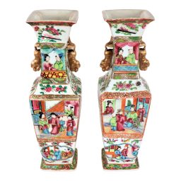 A Pair of Mid 19th Century Chinese Famille Rose Vases