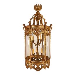 Large 19th Century French Louis XVI Style Gilt Bronze Lantern