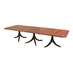 George III Mahogany Three Pedestal Extendable Dining Table