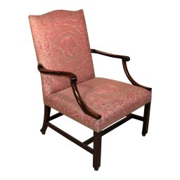 Circa 1830 George III Fortuny Upholstered Gainsborough Mahogany Armchair