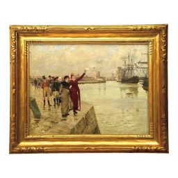 19th Century "The Departure" Oil Painting on Canvas signed Charles Edourard Delort (French 1841-1895)