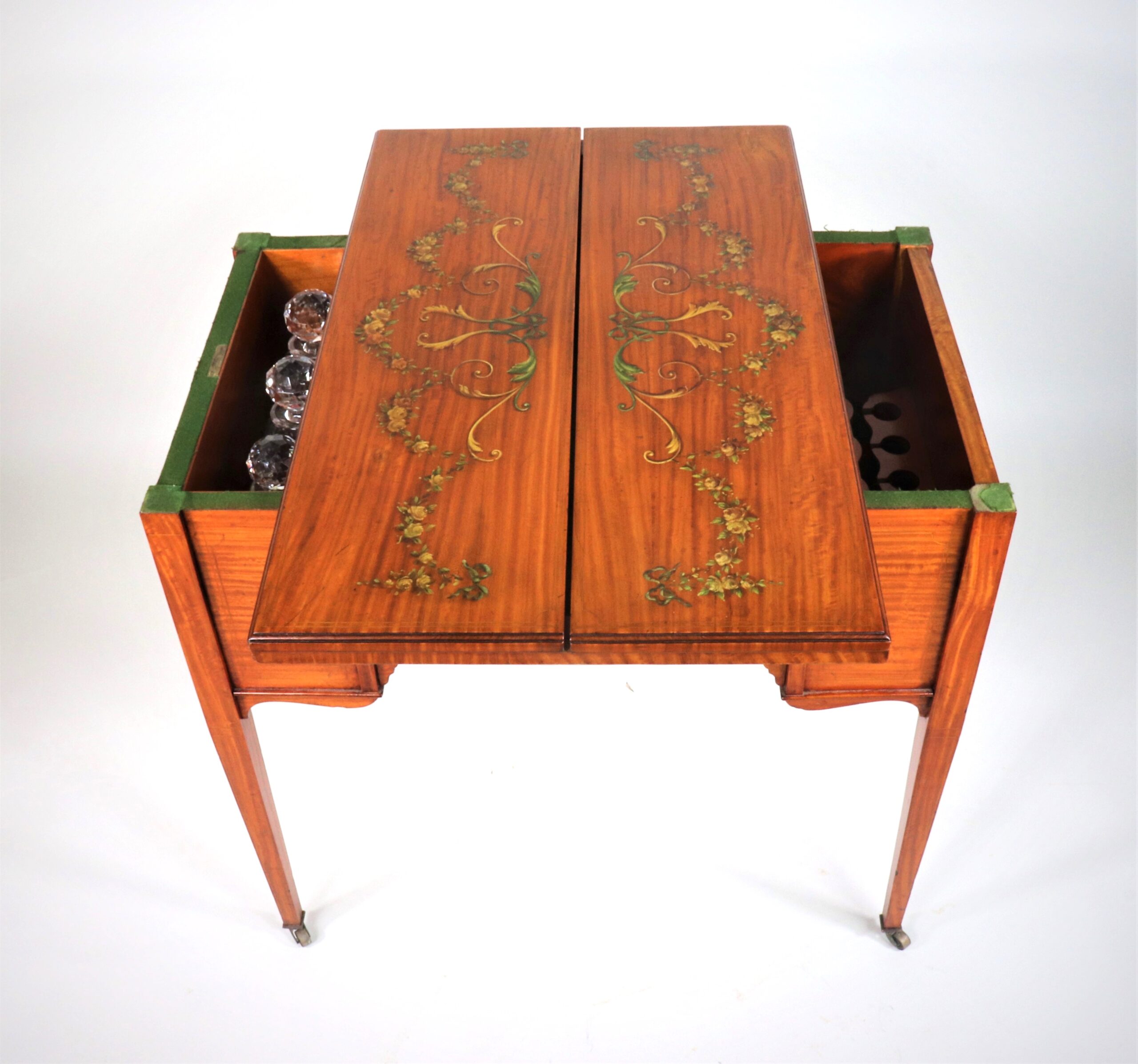 Circa 1910 Edwardian Satinwood Hand-Painted Game Table - Image 6