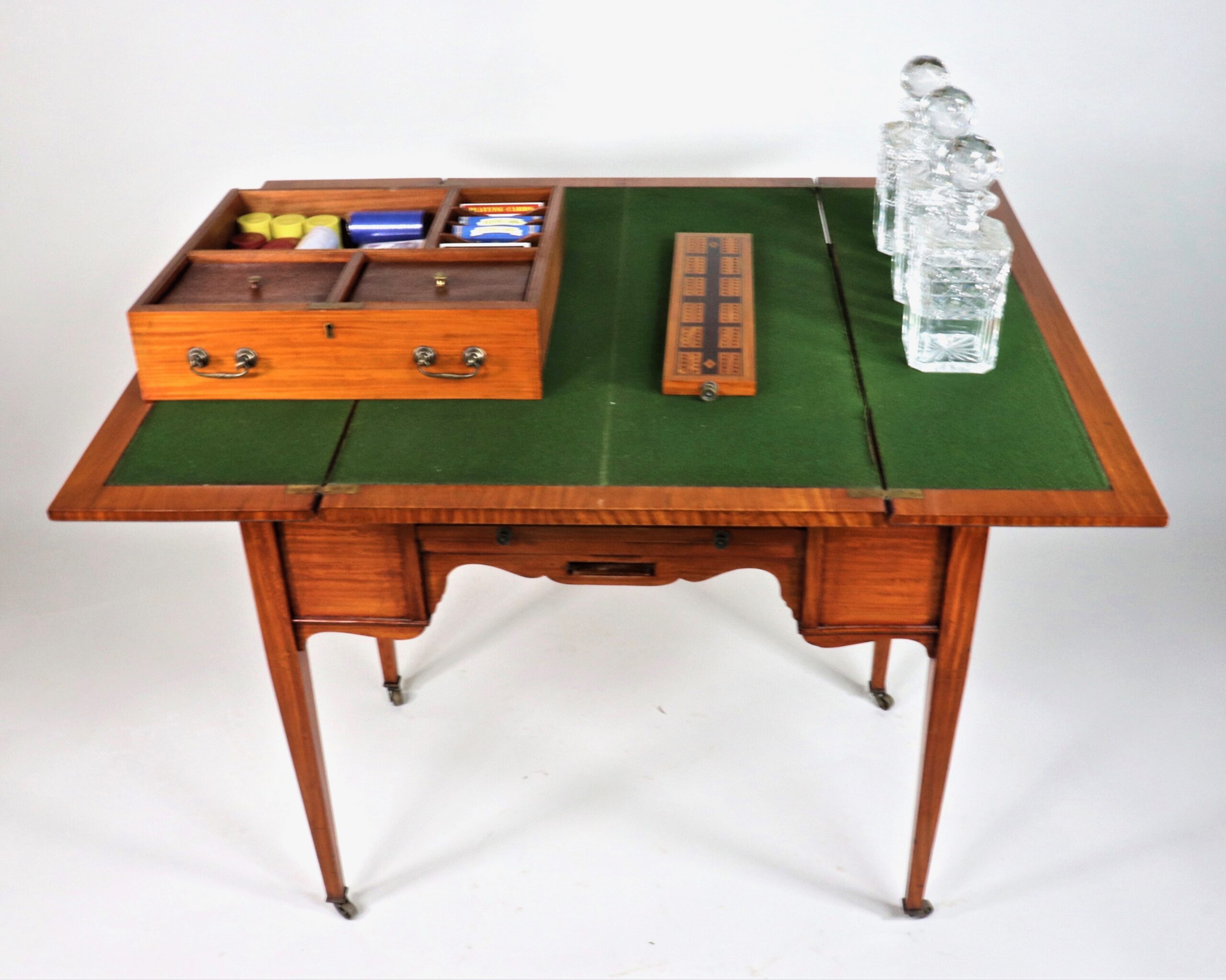Circa 1910 Edwardian Satinwood Hand-Painted Game Table - Image 7