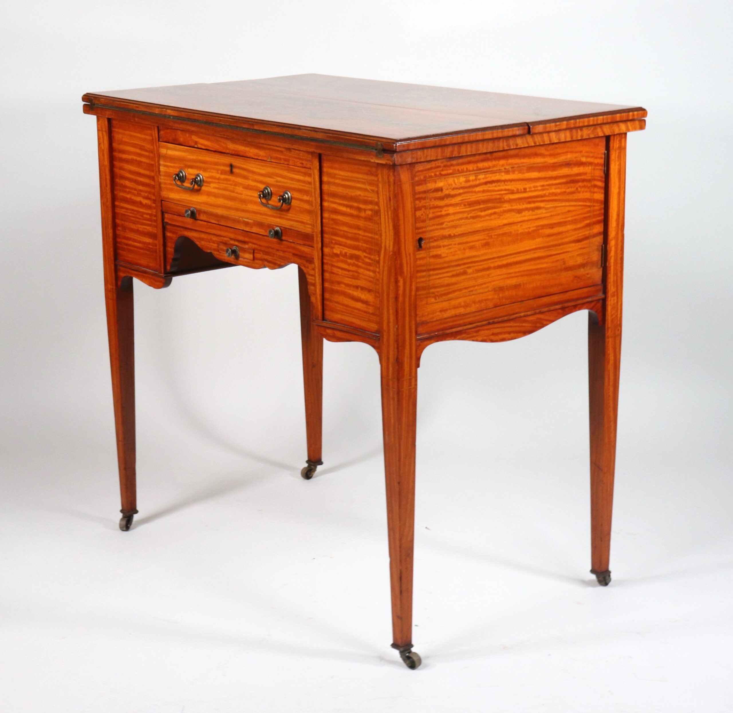 Circa 1910 Edwardian Satinwood Hand-Painted Game Table - Image 2