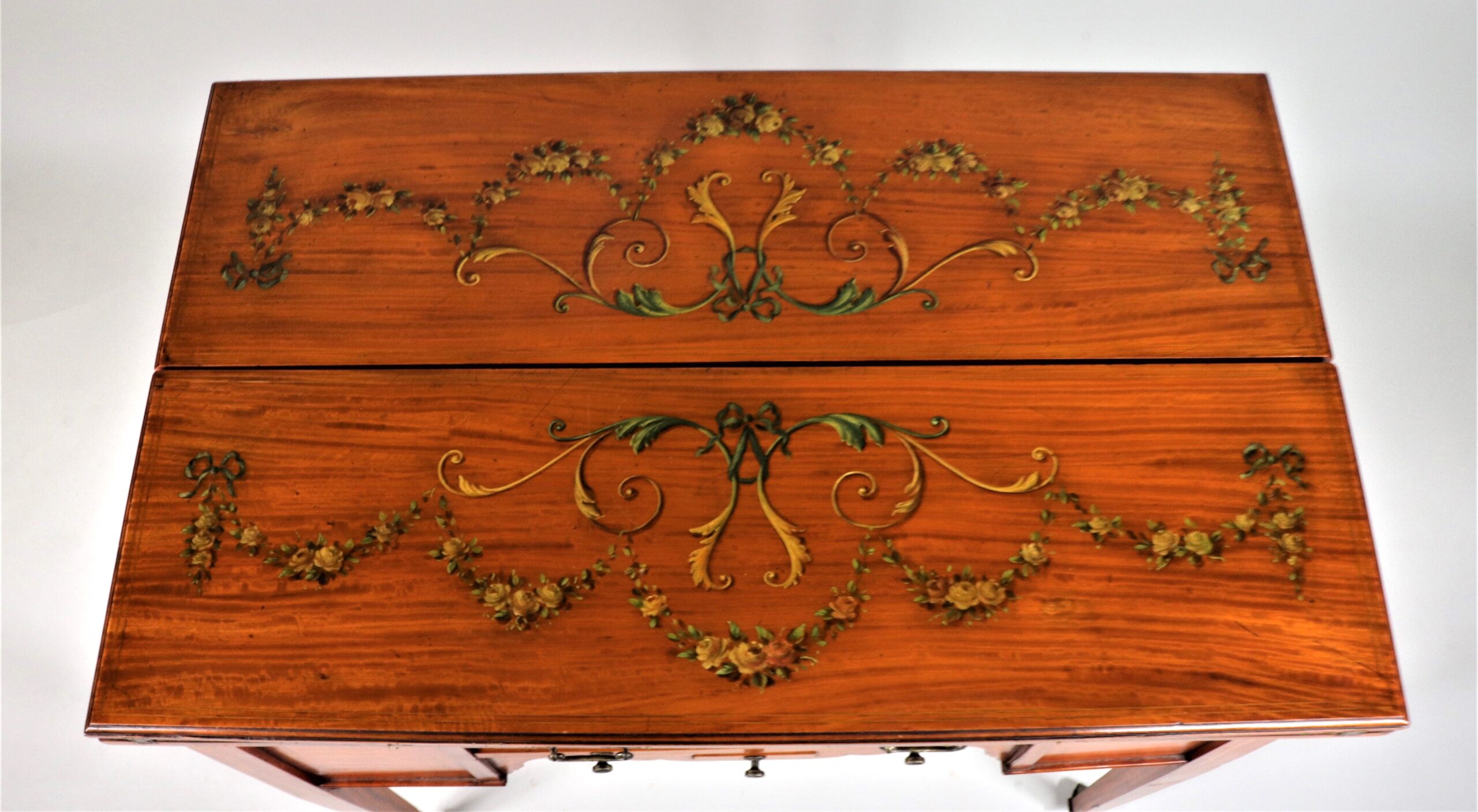 Circa 1910 Edwardian Satinwood Hand-Painted Game Table - Image 8