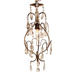 Vintage Petite Brass and Crystal Fixture