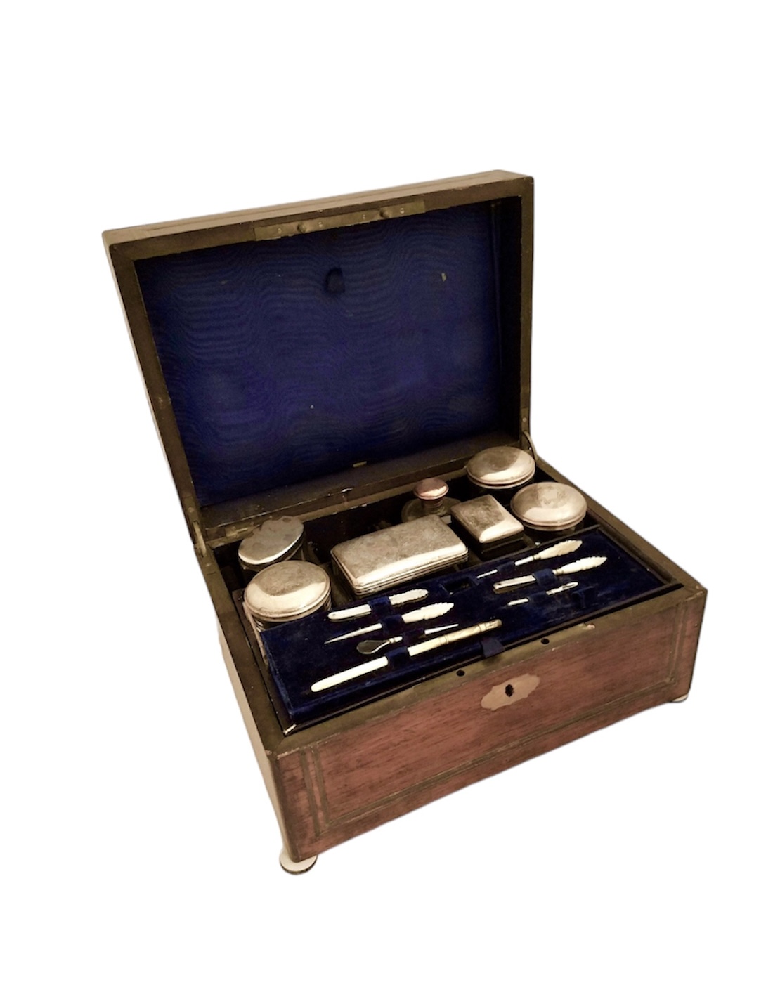 Circa 1859 English Edwardian Rosewood Toiletry Box