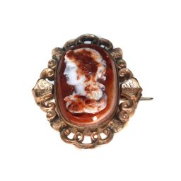 Georgian Italian Sardonyx Cameo Gold Brooch