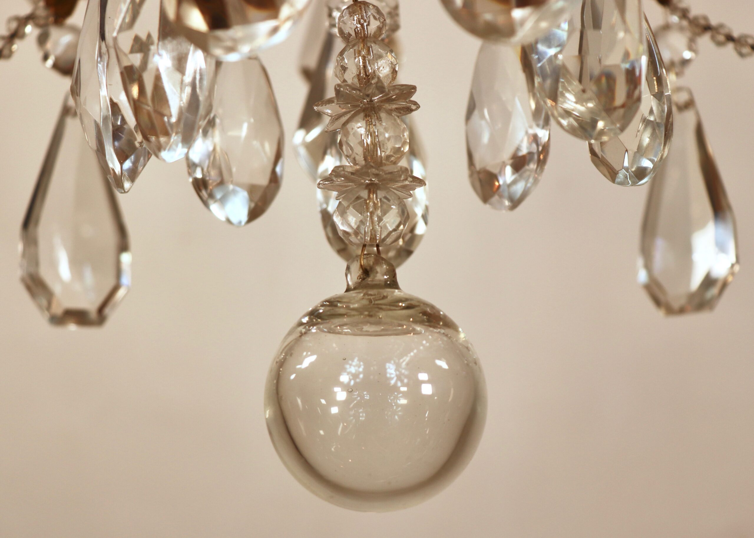 Circa 1920 French Louis XV Style Gilt Bronze and Brass and Crystal Chandelier - Image 10