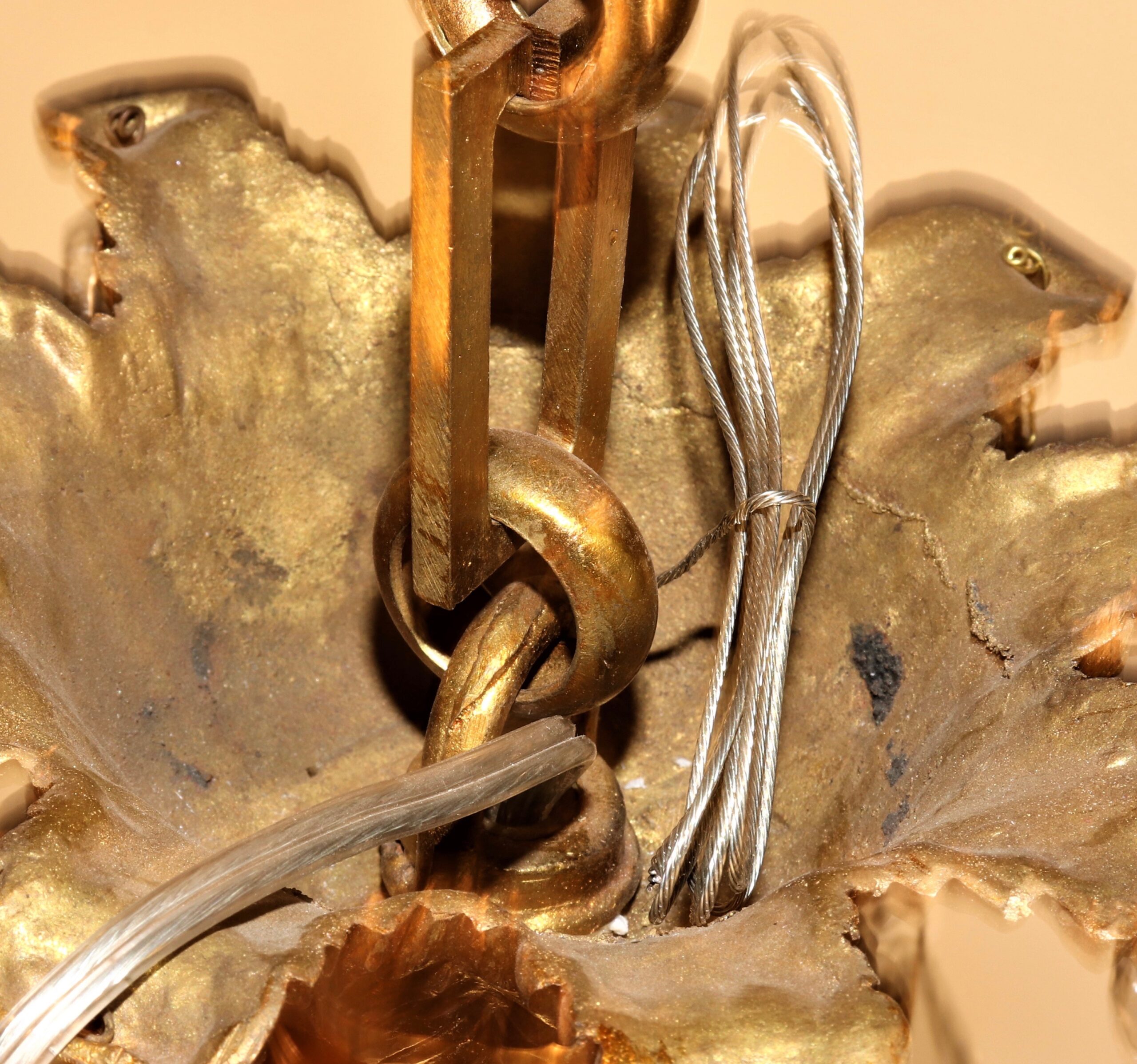 Circa 1920 French Louis XV Style Gilt Bronze and Brass and Crystal Chandelier - Image 11