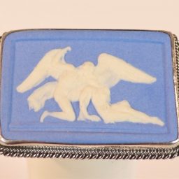 Vintage Jasperware and Sterling Silver Cameo Brooch of Cupid and Psyche