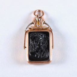 Victorian Intaglio Onyx Pendant in Rose Gold Filled Locket Pendant