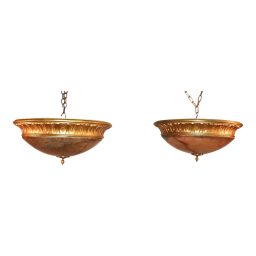 Pair of Early 1900s Neoclassical Bronze & Alabaster Flush Mounts