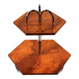 Art Deco Two-Tier Burl Walnut Steamship Cocktail Table