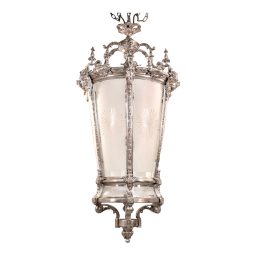 A Large Vintage 20th Century Louis XV Style Nickel on Bronze Lantern