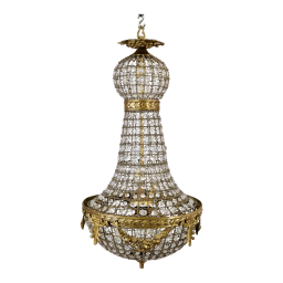 Retro Empire Style Bronze and Crystal Chandelier