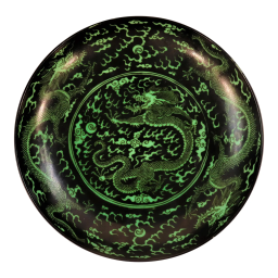 Kangxi Style Famille Noir and Green Glazed Dragon Dish