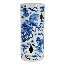 Early 20th Century Qing Style Chinese Blue and White Hat Stand