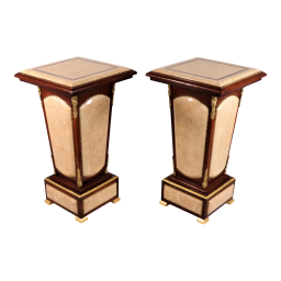Pair of French Louis XVI Style Granite Pedestals with Ormolu Trim