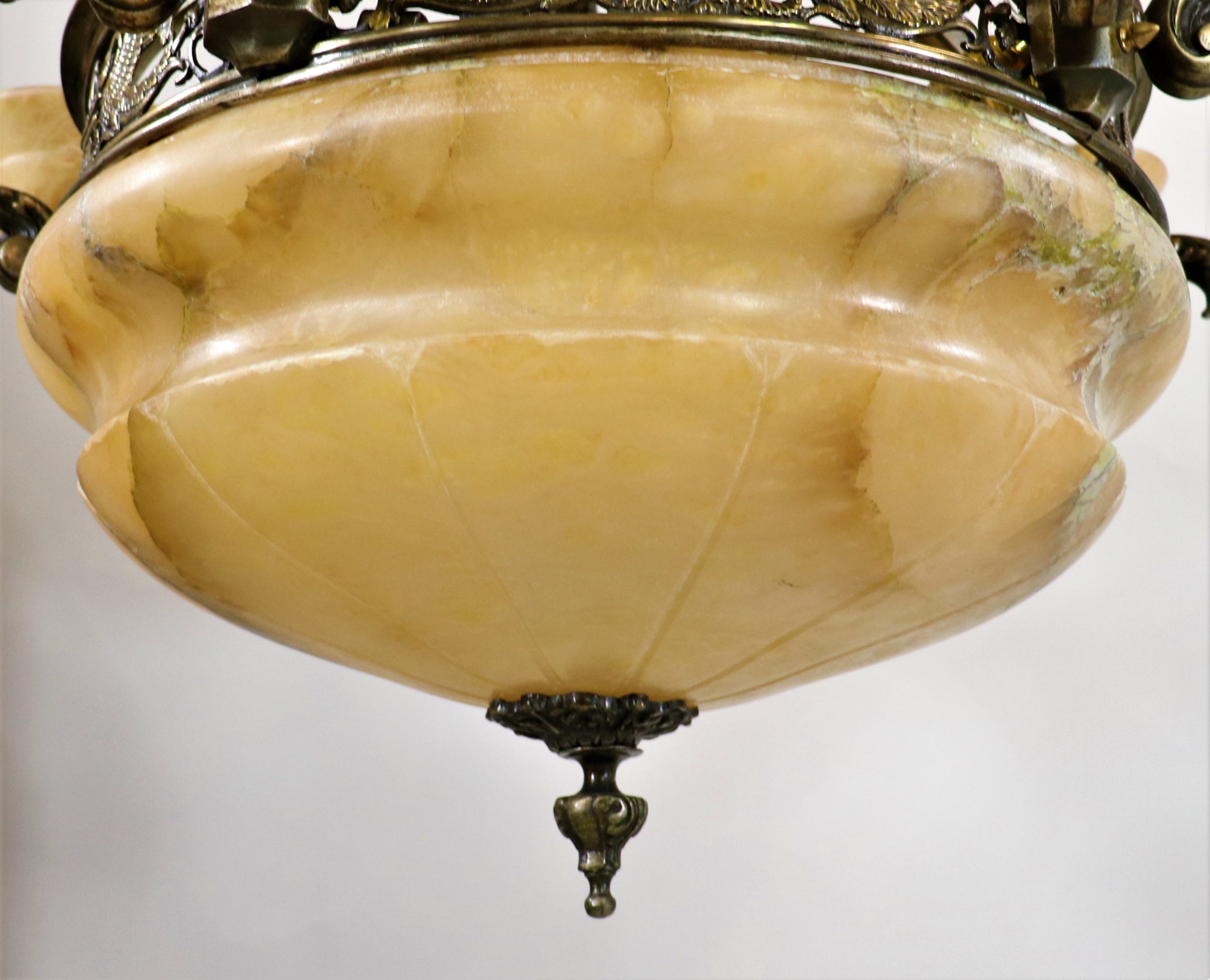 Large Circa 1920 French Neoclassical Alabaster Chandelier - Image 11