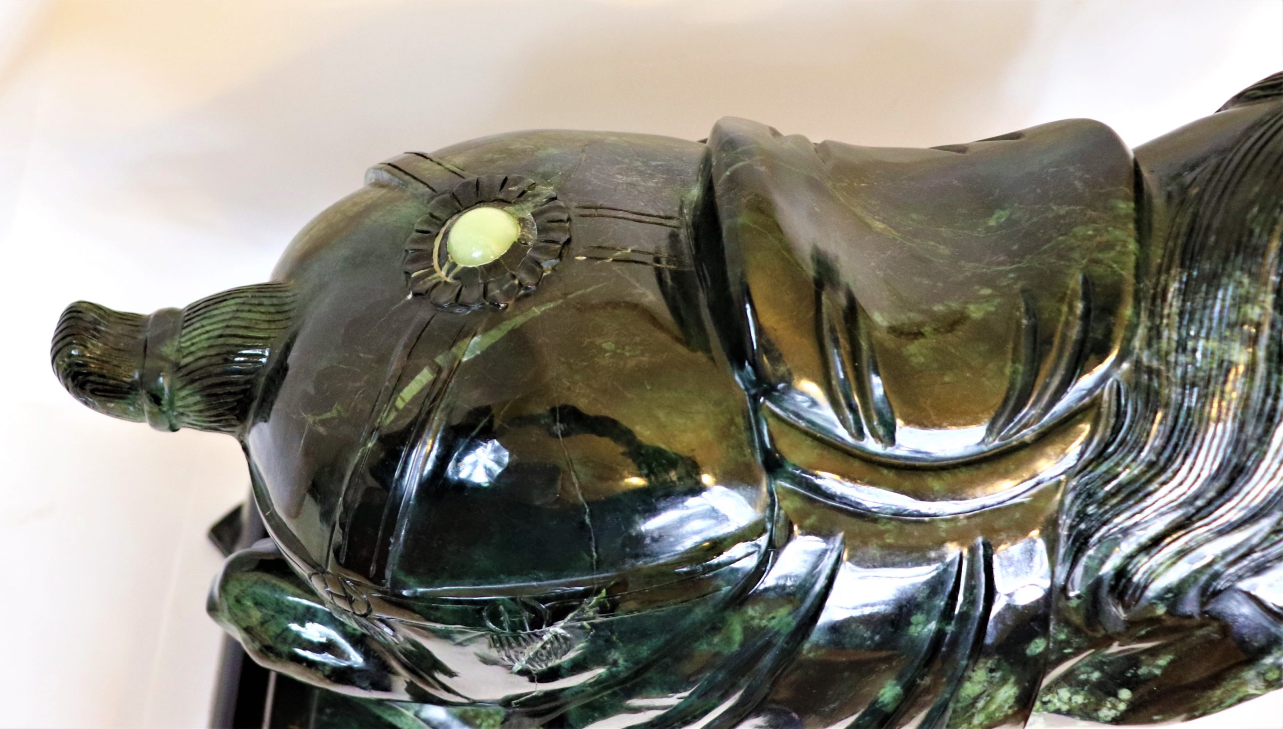 Large Mid-Century Chinese Spinach Jade Horse Sculpture - Image 7