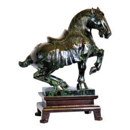 Large Mid-Century Chinese Spinach Jade Horse Sculpture