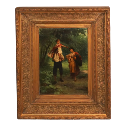 19th Century Italian Painting by Leopoldina Zanetti Borzino (Italian 1826-1902) titled "The Family"