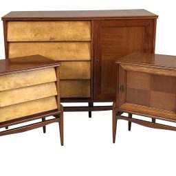 Mid Century Italian Parchment Three Piece Storage Suite