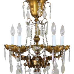 Vintage Maison Jansen Gilt Brass and Crystal Chandelier