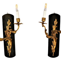Circa 1920 Louis XV Style Acanthus Leaf Gilt Bronze Sconces