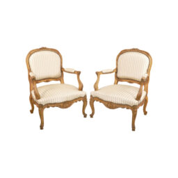 Pair of Circa 1900 Louis XV Style Beech Fauteuil Armchairs