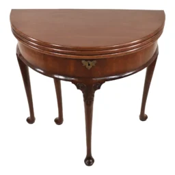 George III English Mahogany Metamorphic Demilune Console Triple Flip Game Table for Four